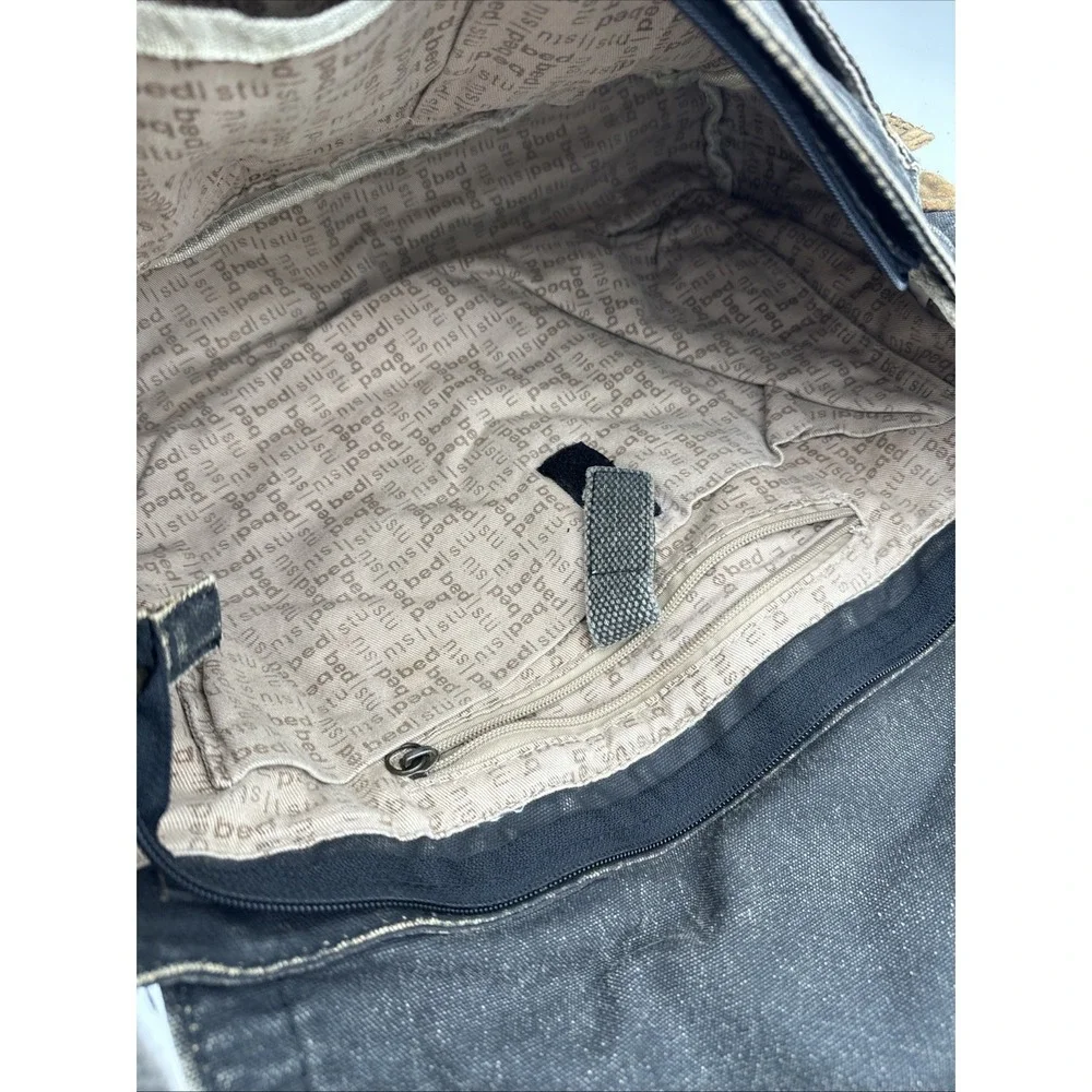 Bed Stu Hawkeye Messenger Bag Distressed Waxed Canvas Leather Brown Charcoal